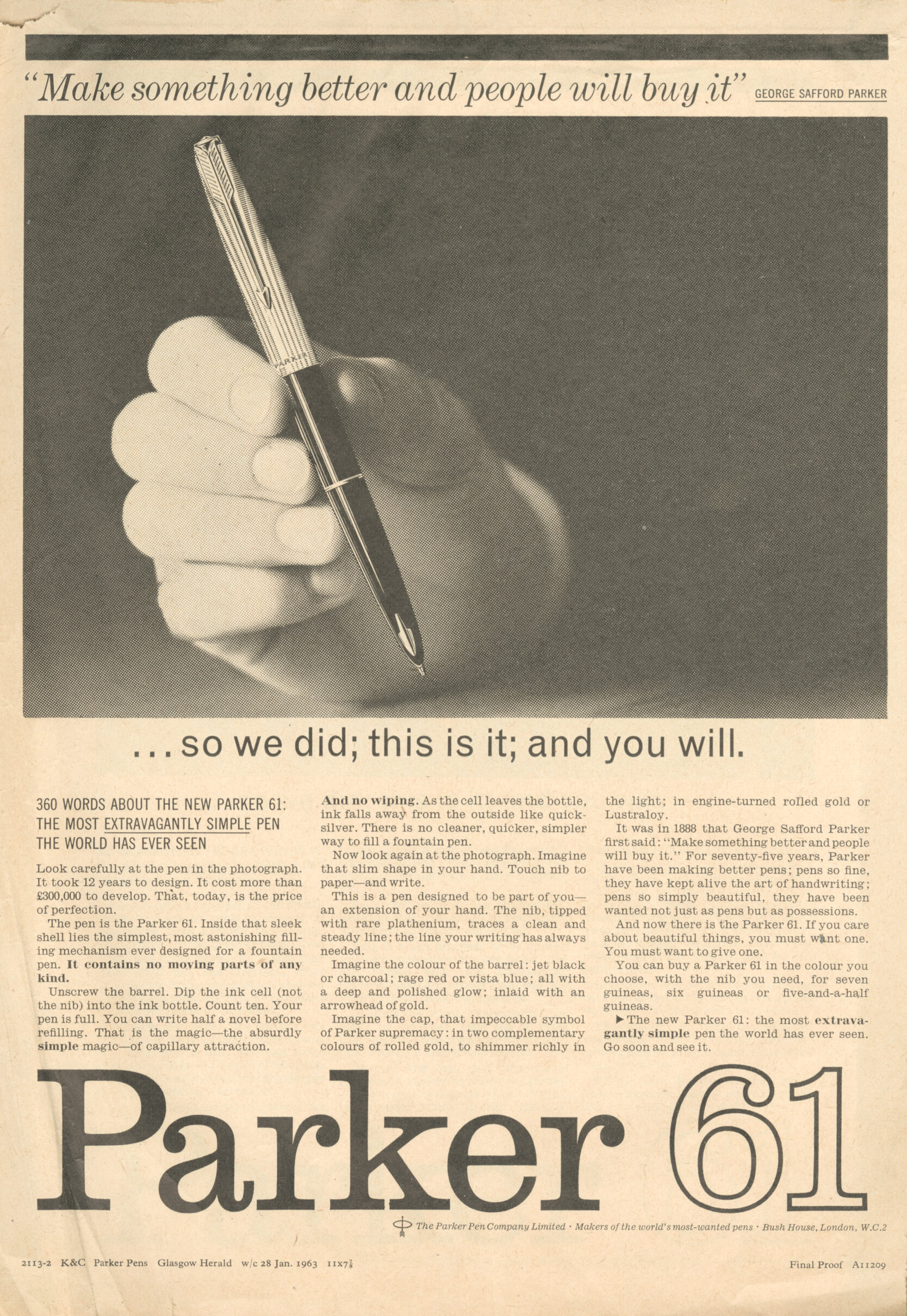 Parker Pen Ad 1961
